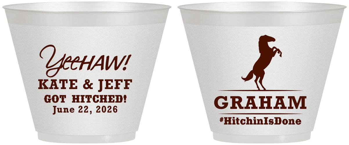 Custom Wedding 9 oz Wine Frosted Cups - Got Hitched | 296