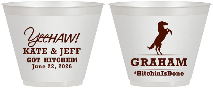 Custom Wedding 9 oz Wine Frosted Cups - Got Hitched | 296
