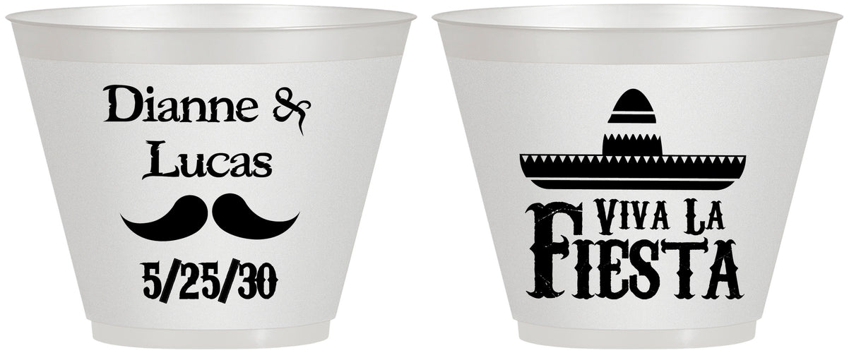 Custom Wedding 9 oz Wine Frosted Cups - Viva La Fiesta | 299