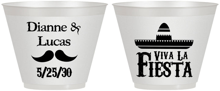 Custom Wedding 9 oz Wine Frosted Cups - Viva La Fiesta | 299