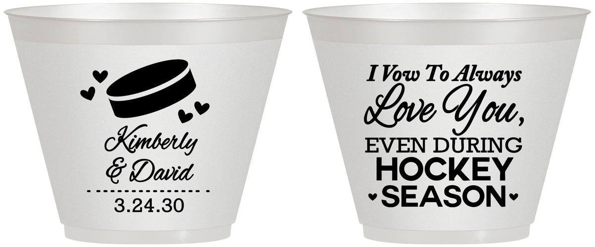 Custom Wedding 9 oz Wine Frosted Cups - Hockey | 300