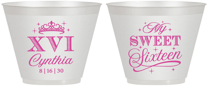 Custom 16th Birthday 9 oz Wine Frosted Cups - Tiara | 300003