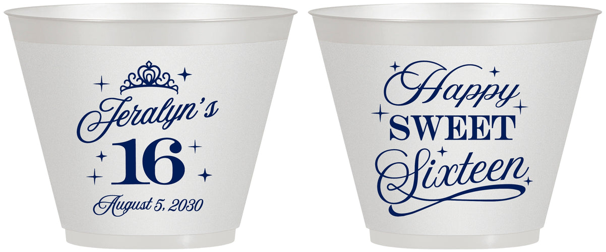 Custom 16th Birthday 9 oz Wine Frosted Cups - Tiara | 300004