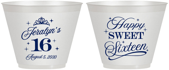 Custom 16th Birthday 9 oz Wine Frosted Cups - Tiara | 300004