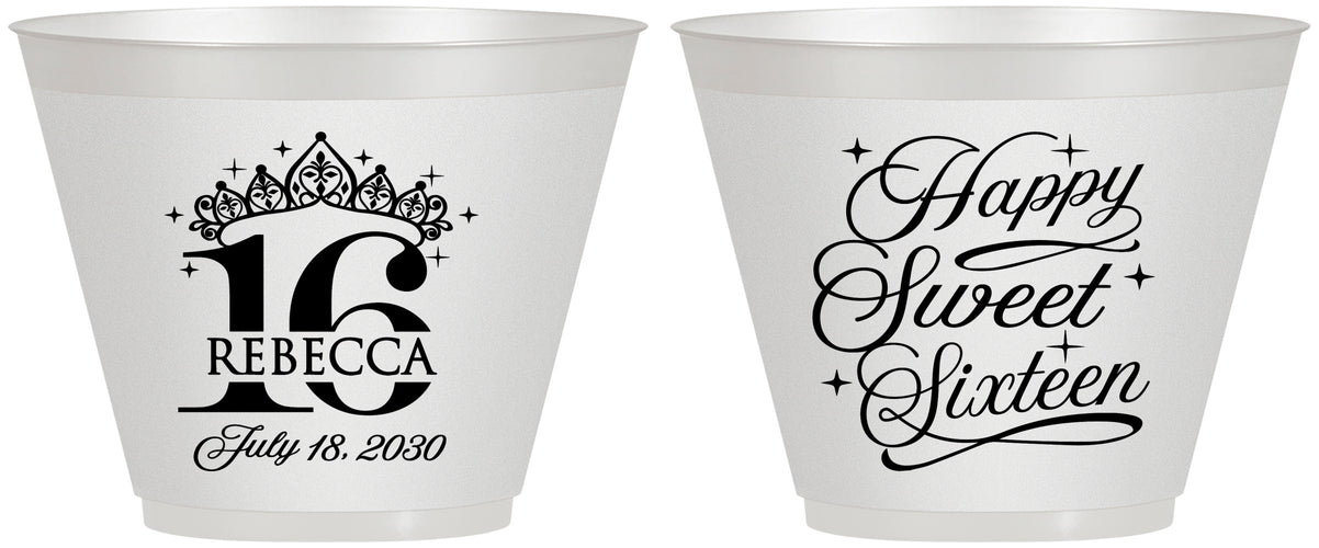 Custom 16th Birthday 9 oz Wine Frosted Cups - Tiara | 300008