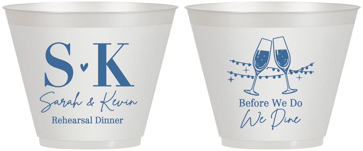 Custom Rehearsal Dinner 9 oz Wine Frosted Cups - Before We Do We Dine | 30005