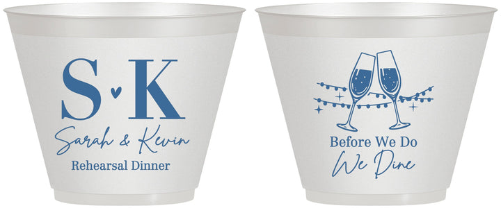 Custom Rehearsal Dinner 9 oz Wine Frosted Cups - Before We Do We Dine | 30005