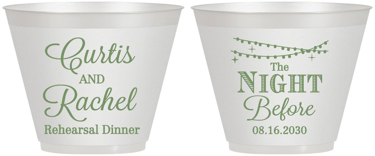 Custom Rehearsal Dinner 9 oz Wine Frosted Cups - The Night Before | 30006