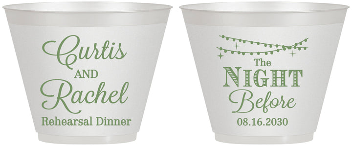 Custom Rehearsal Dinner 9 oz Wine Frosted Cups - The Night Before | 30006