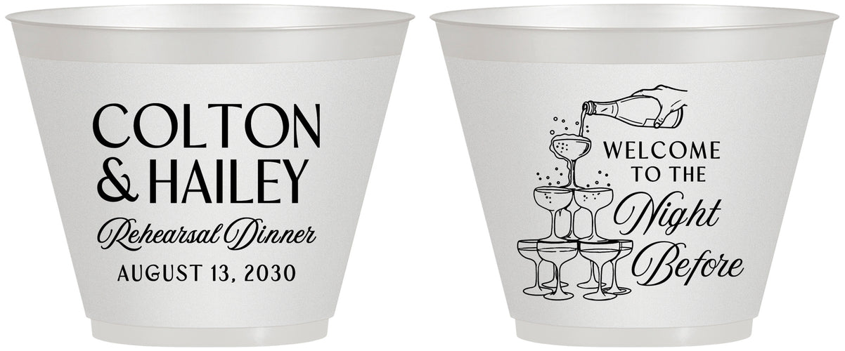 Custom Rehearsal Dinner 9 oz Wine Frosted Cups - The Night Before | 30007