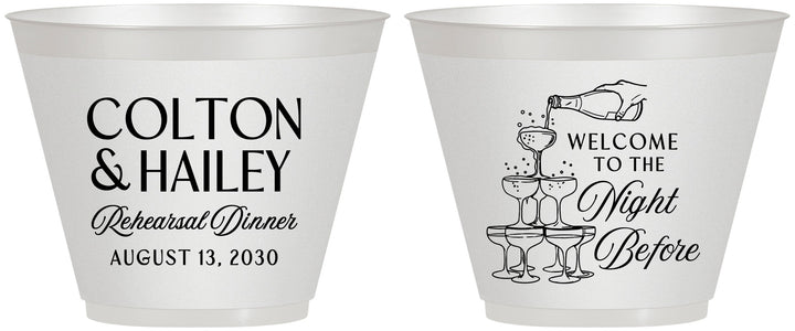 Custom Rehearsal Dinner 9 oz Wine Frosted Cups - The Night Before | 30007
