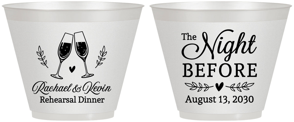Custom Rehearsal Dinner 9 oz Wine Frosted Cups - The Night Before | 30008