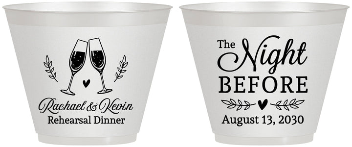 Custom Rehearsal Dinner 9 oz Wine Frosted Cups - The Night Before | 30008