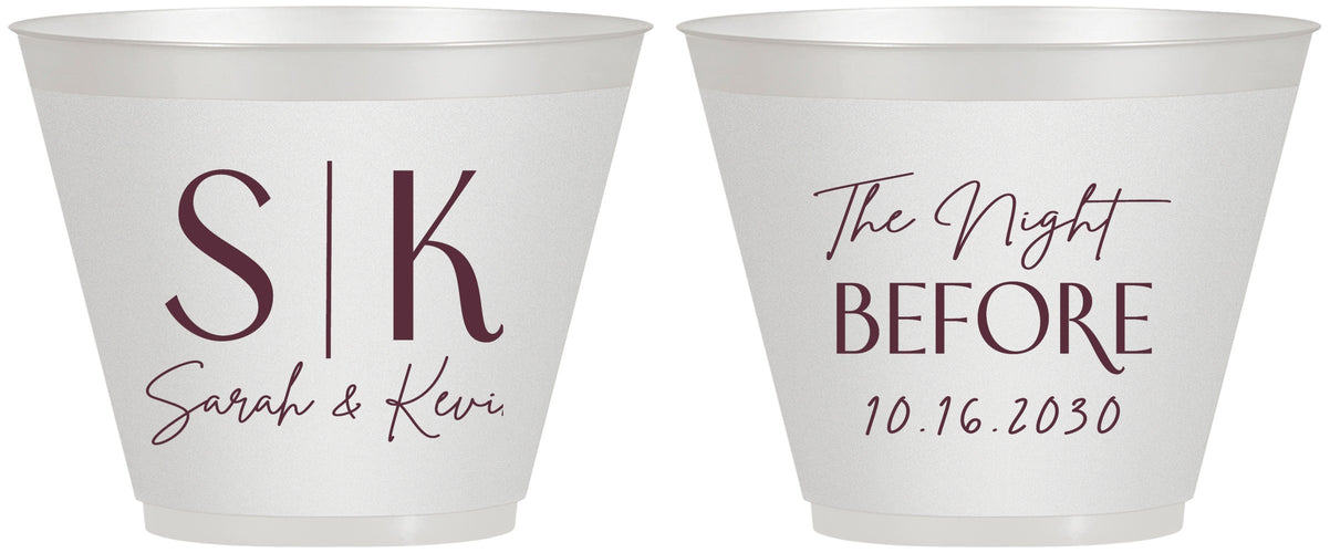 Custom Rehearsal Dinner 9 oz Wine Frosted Cups - The Night Before | 30009