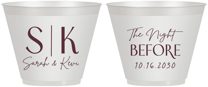 Custom Rehearsal Dinner 9 oz Wine Frosted Cups - The Night Before | 30009