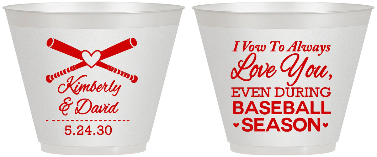 Custom Wedding 9 oz Wine Frosted Cups - Baseball | 301