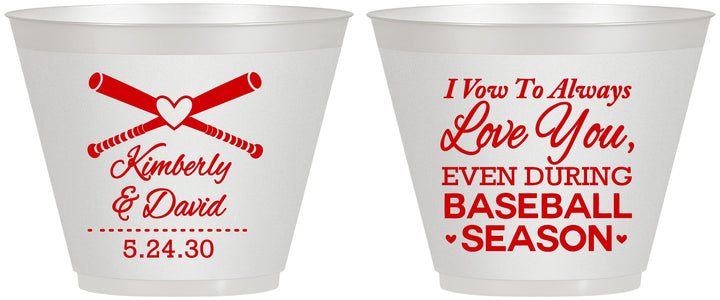 Custom Wedding 9 oz Wine Frosted Cups - Baseball | 301