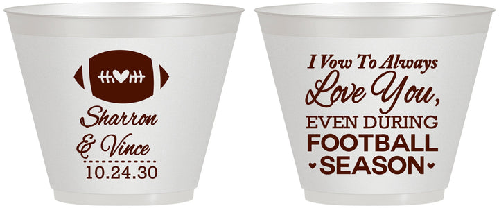 Custom Wedding 9 oz Wine Frosted Cups - Football | 302