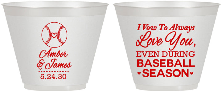 Custom Wedding 9 oz Wine Frosted Cups - Baseball | 303