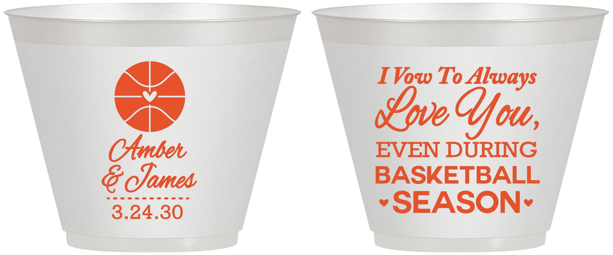 Custom Wedding 9 oz Wine Frosted Cups - Basketball | 304