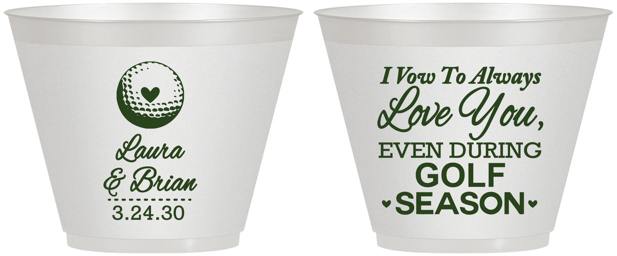 Custom Wedding 9 oz Wine Frosted Cups - Golf | 305