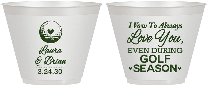 Custom Wedding 9 oz Wine Frosted Cups - Golf | 305