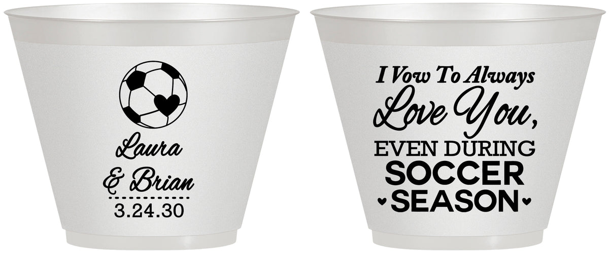 Custom Wedding 9 oz Wine Frosted Cups - Soccer | 307
