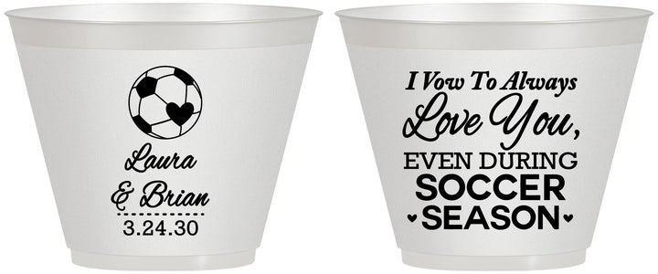 Custom Wedding 9 oz Wine Frosted Cups - Soccer | 307