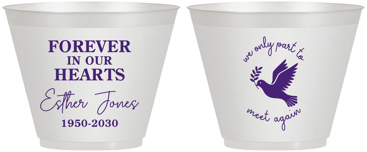 Custom Memorial 9 oz Wine Frosted Cups - Forever In Our Hearts | 310003