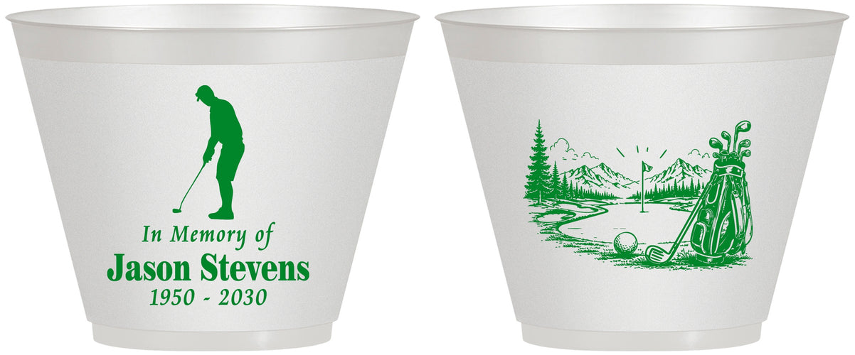 Custom Memorial 9 oz Wine Frosted Cups - Heavens Finest Fairways | 310009