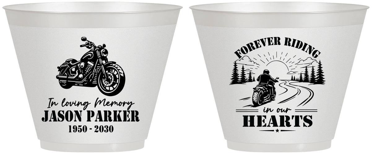 Custom Memorial 9 oz Wine Frosted Cups - Riding In Our Hearts | 310014