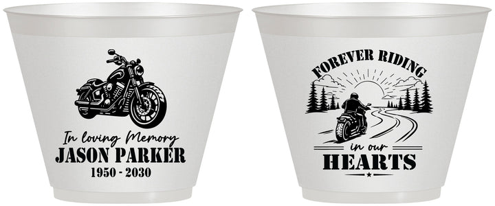 Custom Memorial 9 oz Wine Frosted Cups - Riding In Our Hearts | 310014