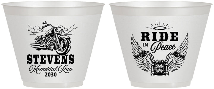 Custom Memorial 9 oz Wine Frosted Cups - Ride In Peace | 310015