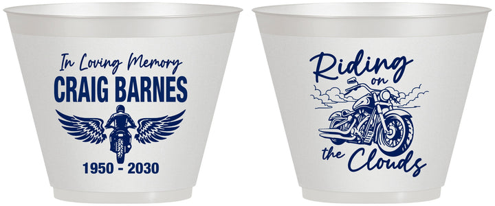 Custom Memorial 9 oz Wine Frosted Cups - Riding On The Clouds | 310017