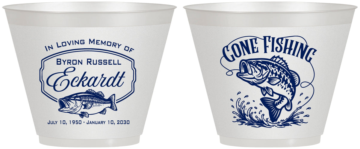 Custom Memorial 9 oz Wine Frosted Cups - Gone Fishing | 310022