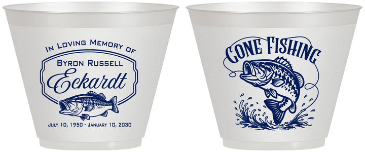 Custom Memorial 9 oz Wine Frosted Cups - Gone Fishing | 310022