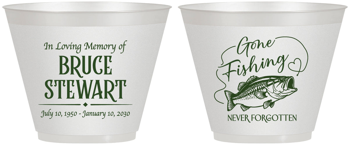 Custom Memorial 9 oz Wine Frosted Cups - Gone Fishing | 310023