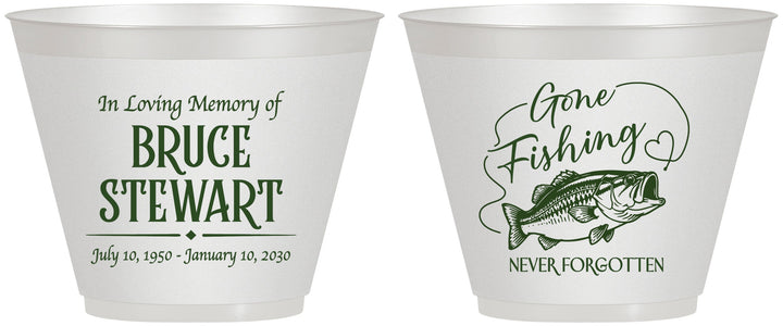 Custom Memorial 9 oz Wine Frosted Cups - Gone Fishing | 310023