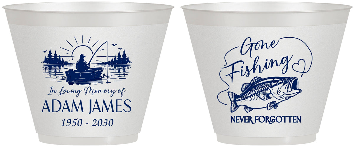Custom Memorial 9 oz Wine Frosted Cups - Gone Fishing | 310024
