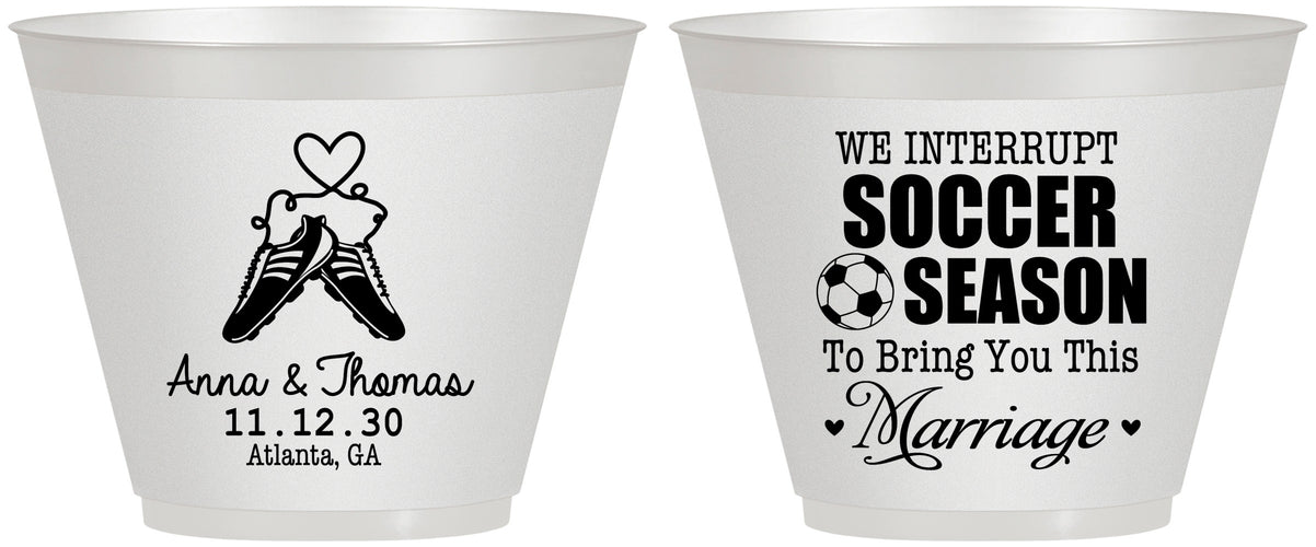 Custom Wedding 9 oz Wine Frosted Cups - We Interrupt Soccer | 311