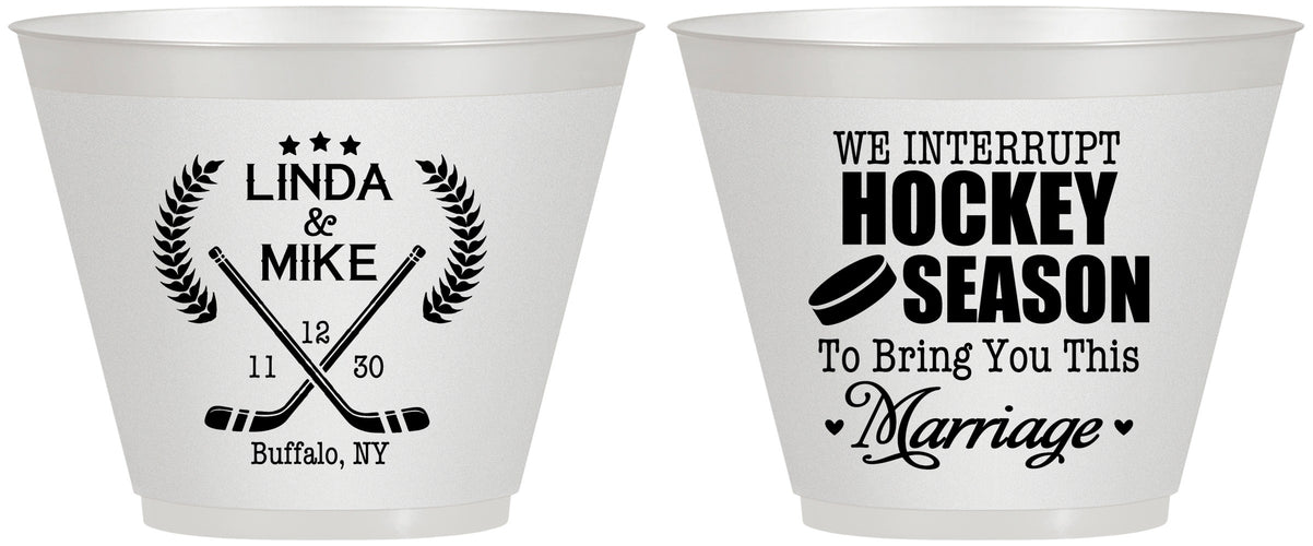 Custom Wedding 9 oz Wine Frosted Cups - We Interrupt Hockey | 312