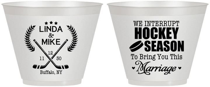 Custom Wedding 9 oz Wine Frosted Cups - We Interrupt Hockey | 312
