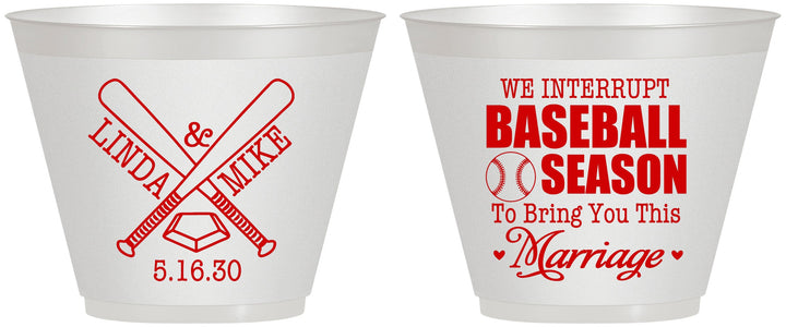 Custom Wedding 9 oz Wine Frosted Cups - We Interrupt Baseball | 313