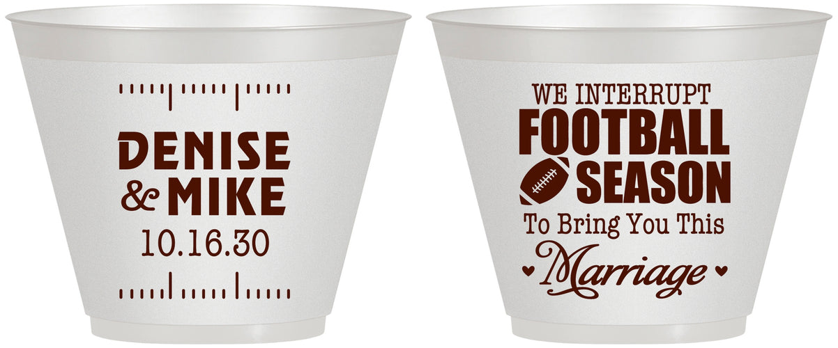 Custom Wedding 9 oz Wine Frosted Cups - We Interrupt Football | 314