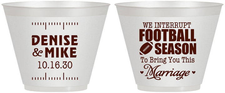 Custom Wedding 9 oz Wine Frosted Cups - We Interrupt Football | 314