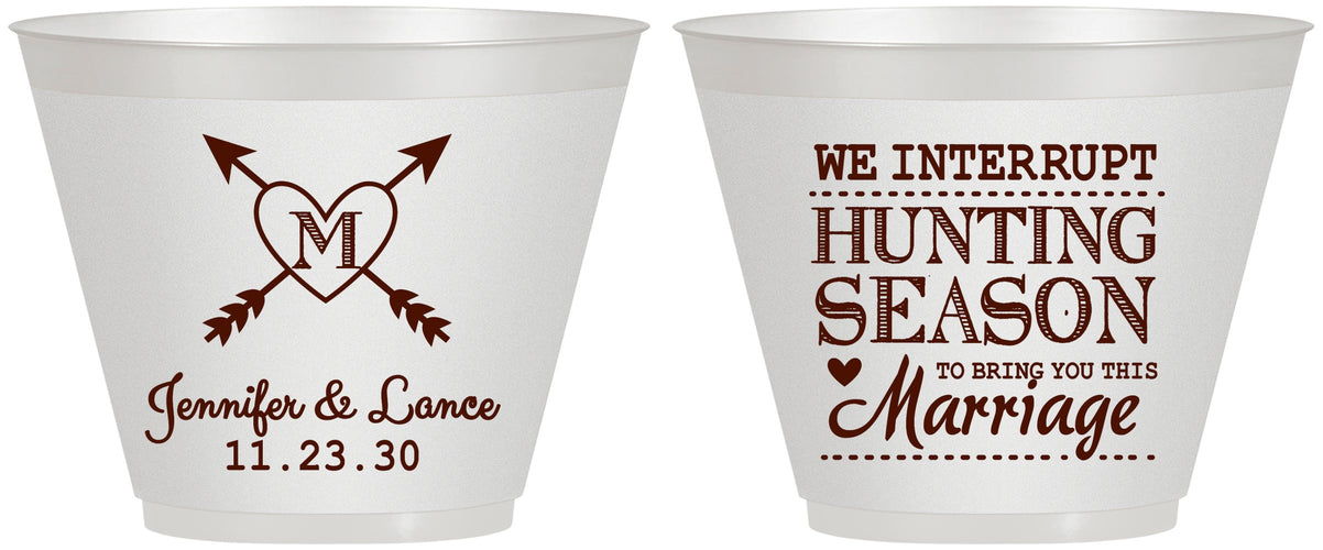 Custom Wedding 9 oz Wine Frosted Cups - We Interrupt Season | 318