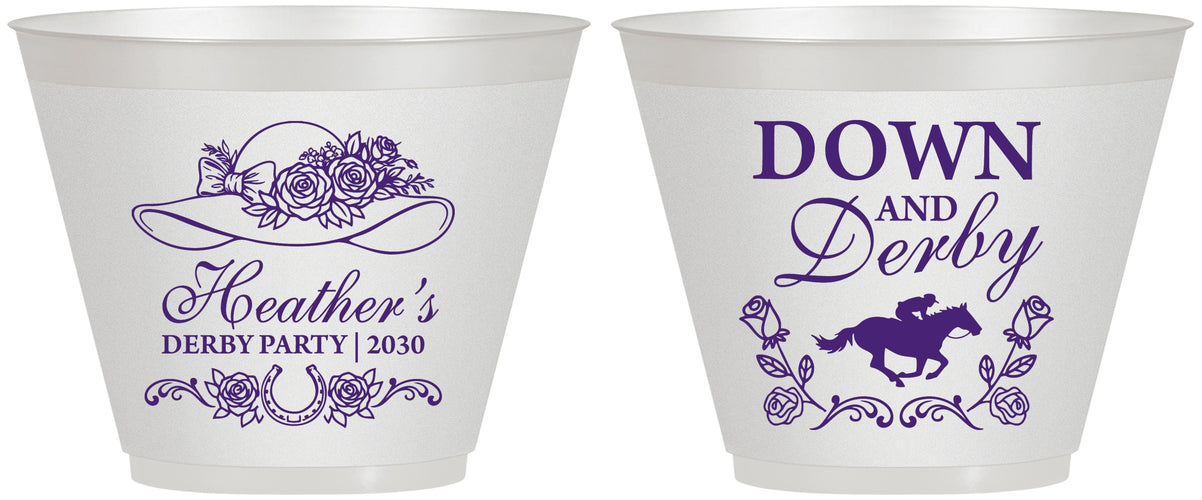 Custom Derby Day 9 oz Wine Frosted Cups - Down And Derby | 320001