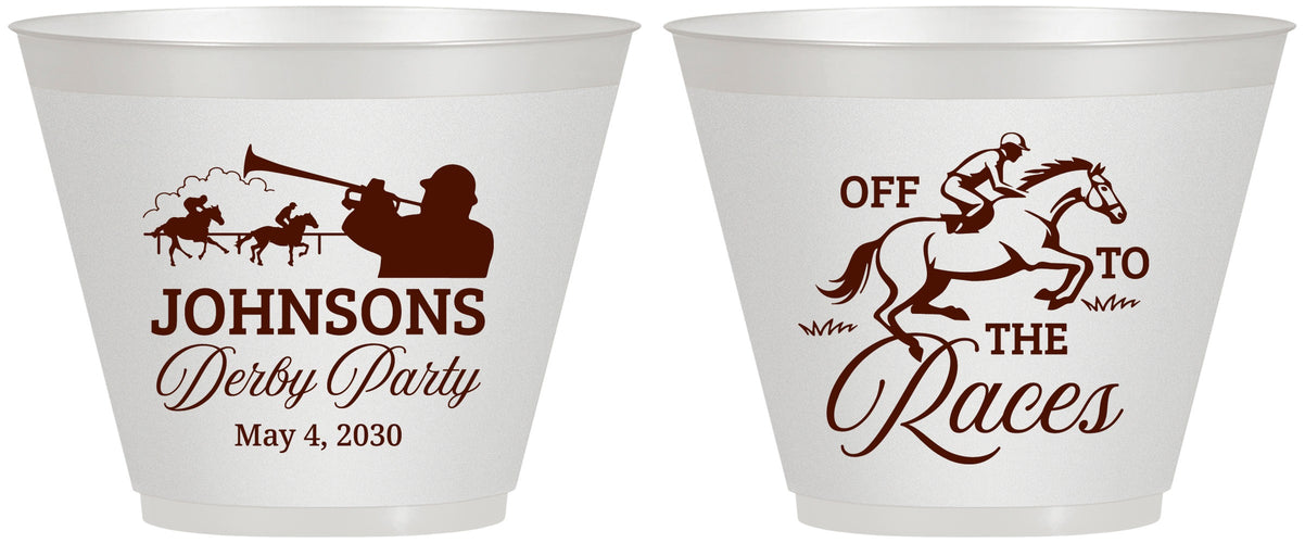 Custom Derby Day 9 oz Wine Frosted Cups - Off To The Races | 320002
