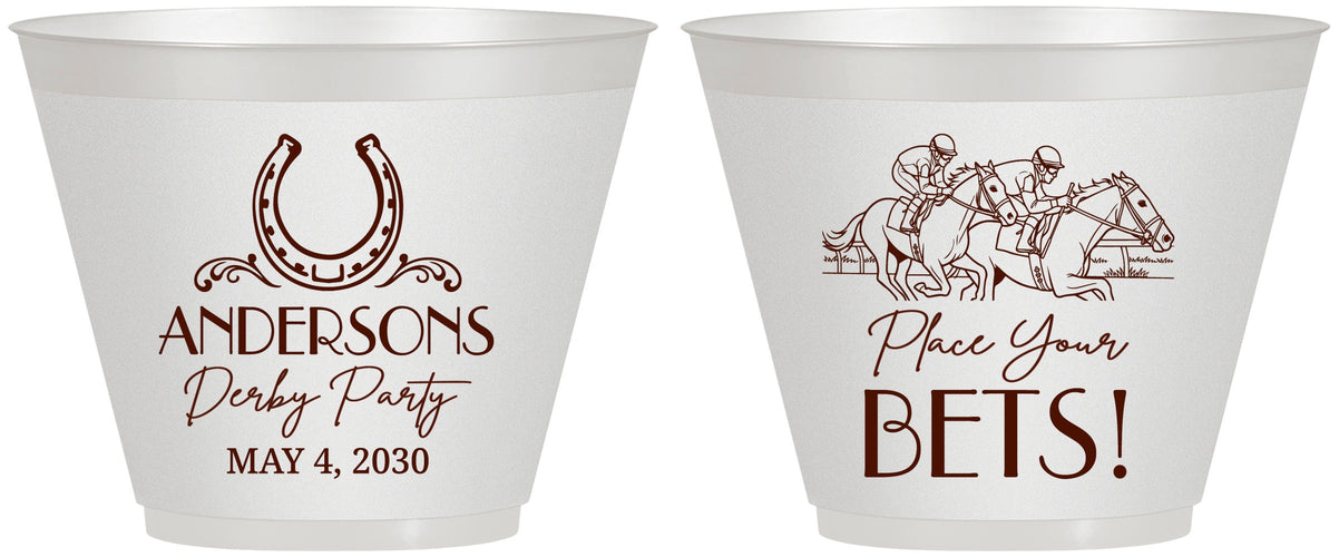 Custom Derby Day 9 oz Wine Frosted Cups - Place Your Bets | 320003