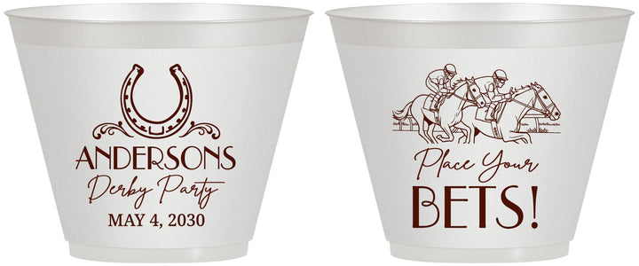 Custom Derby Day 9 oz Wine Frosted Cups - Place Your Bets | 320003